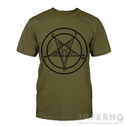 Baphomet pentagram - military green póló