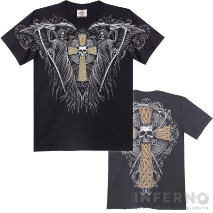 Grim Reaper Cross Full mintás póló