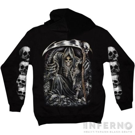 Grim Reaper & Skulls - Kaszás kapucis pulóver