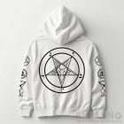 Baphomet - Pentagram kapucnis pulóver (fehér)