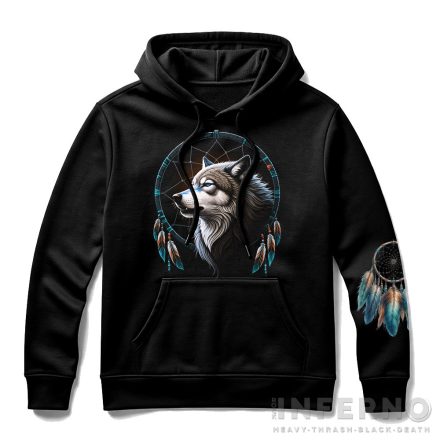 Wolf & dreamcatcher - farkasos kapucnis pulóver