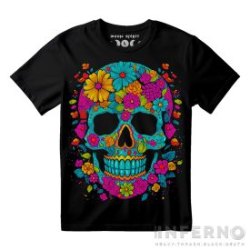 Sugar skull with flowers - koponyás póló