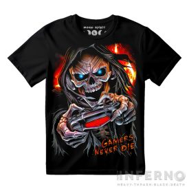 Gamers Never Die - koponyás póló