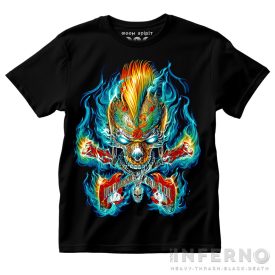 Flaming Guitar - Koponyás póló