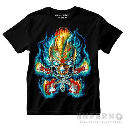 Flaming Guitar - Koponyás póló