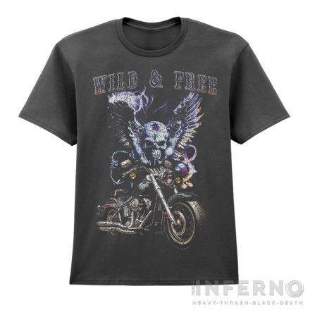 Wild & Free vintage - Motoros póló /szürke/