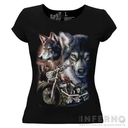 Wolves & motorcycle - motoros női póló