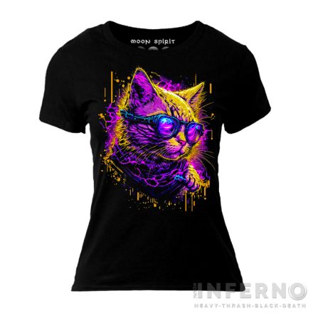 Biker cat - macskás női póló