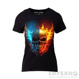  Flaming Metal Skull - koponyás női póló