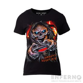 Gamers Never Die - koponyás női póló