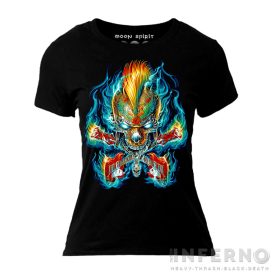Flaming Guitar - Koponyás női póló
